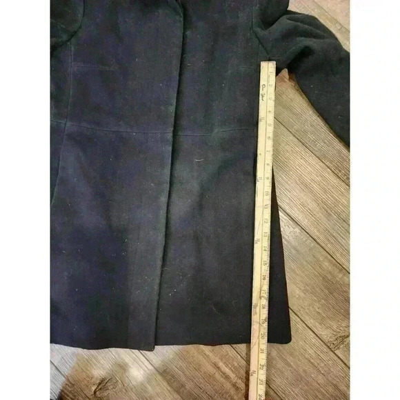 Anne Klein Black Wool Single Breasted Mid Length Coat Sz 6 - Picture 5 of 6